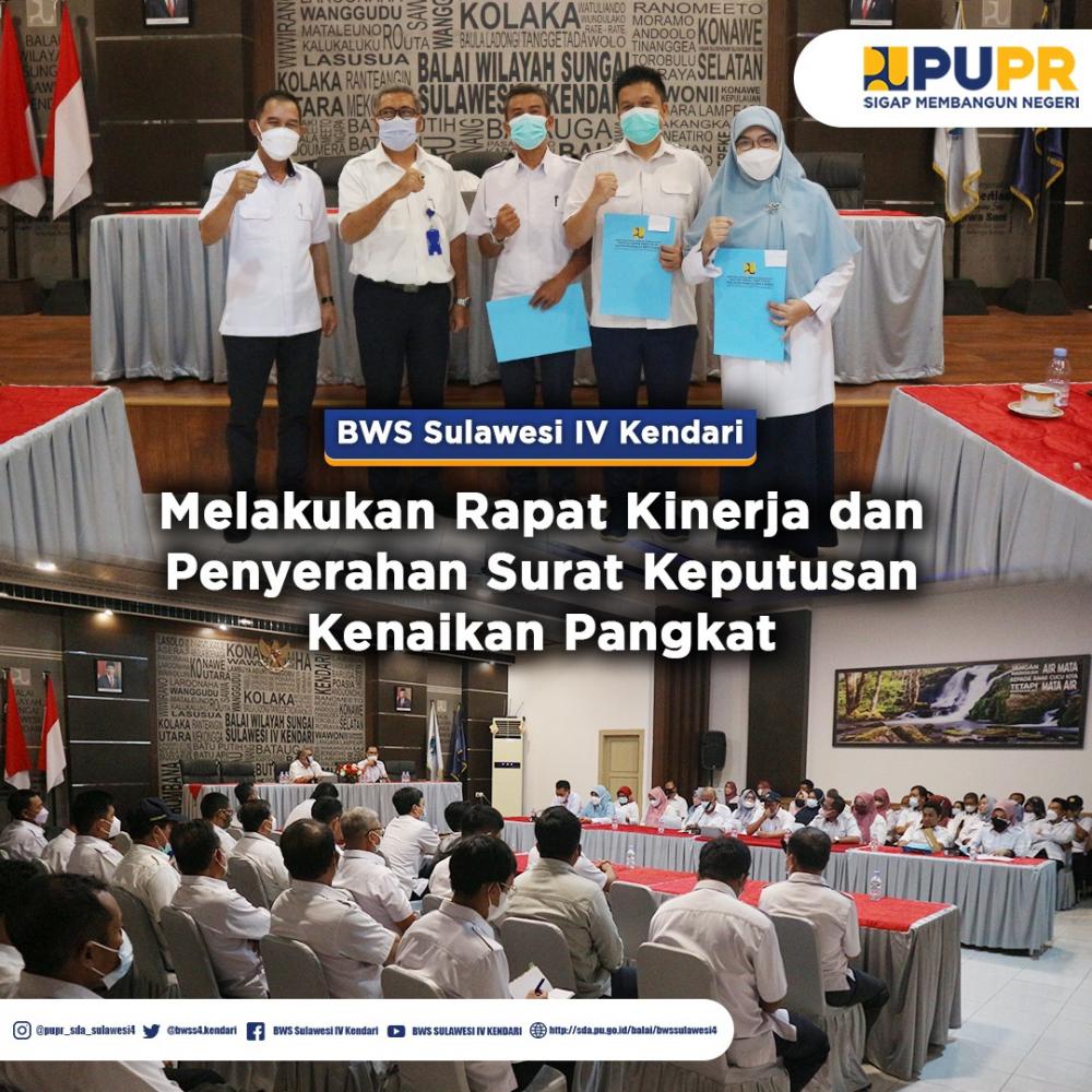 BWS Sulawesi IV Kendari Melakukan Rapat Kinerja dan Penyerahan Surat Keputusan Kenaikan Pangkat